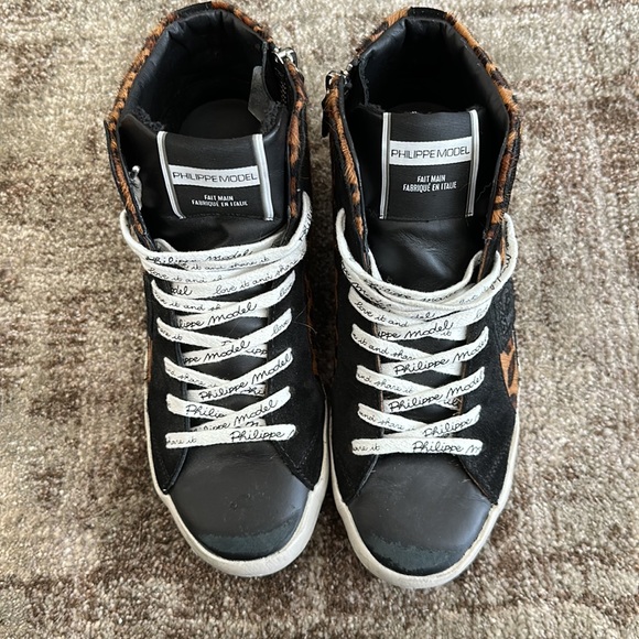BRAND NEW Philippe Model high top sneaker w cheetah print, size 38 fits 8-8.5 - Picture 3 of 3